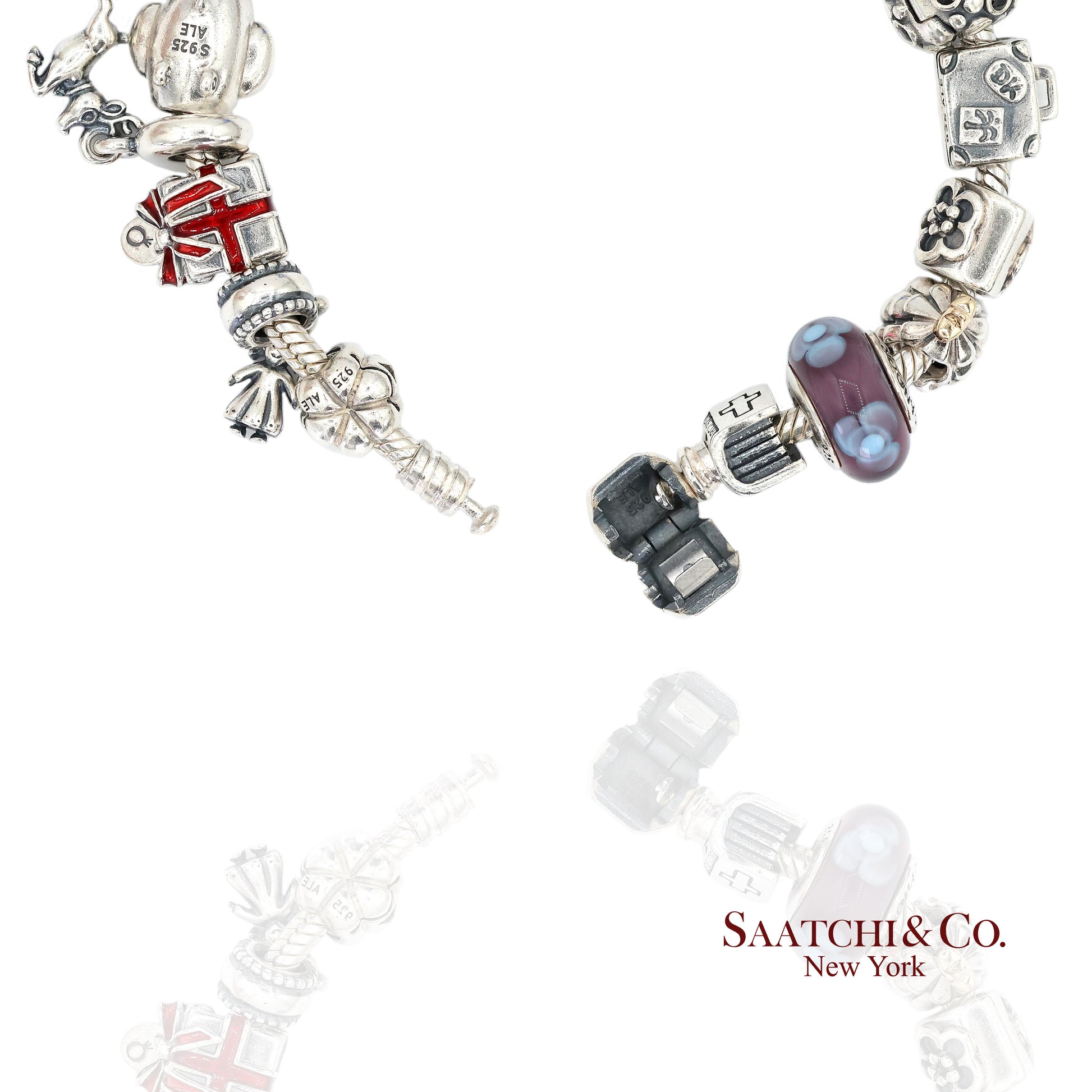 Pandora Charm Bracelet 925 Sterling Silver Womens 8in Vintage Authentic Lot