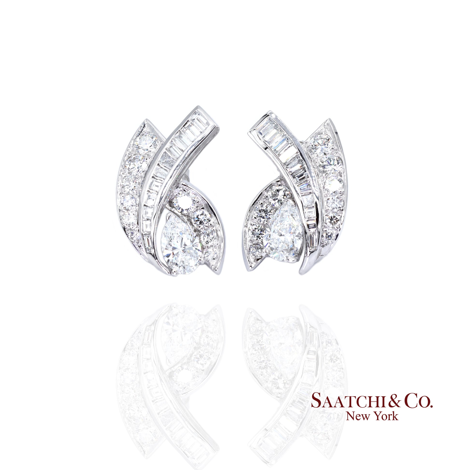 Platinum 950 Natural White Diamond Fancy Luxe Earring