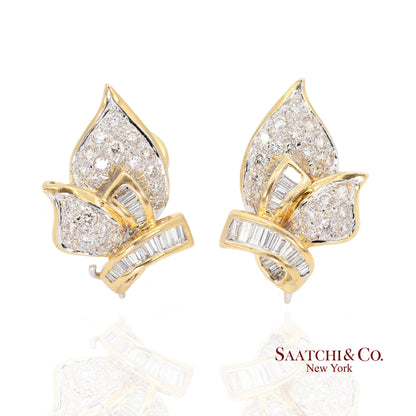 18k Yellow Gold Natural Diamond Fancy Earring