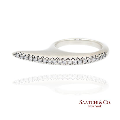 Jovana Djuric Sterling Silver (950) Natural Small Diamond Ridge Slice Ring