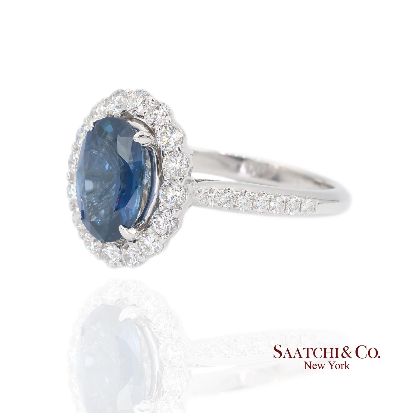 18K White Gold Natural Sapphire and Diamond Ring