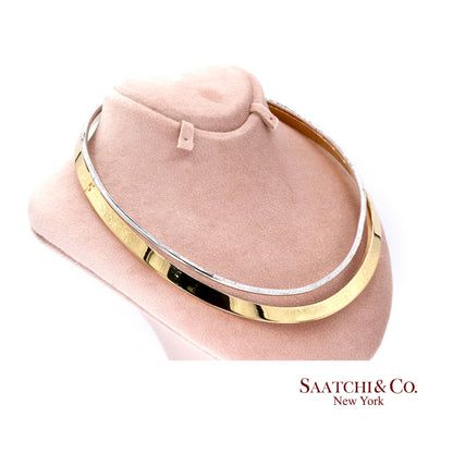 18K (750) Two Toned Yellow and White Gold Choker Necklace