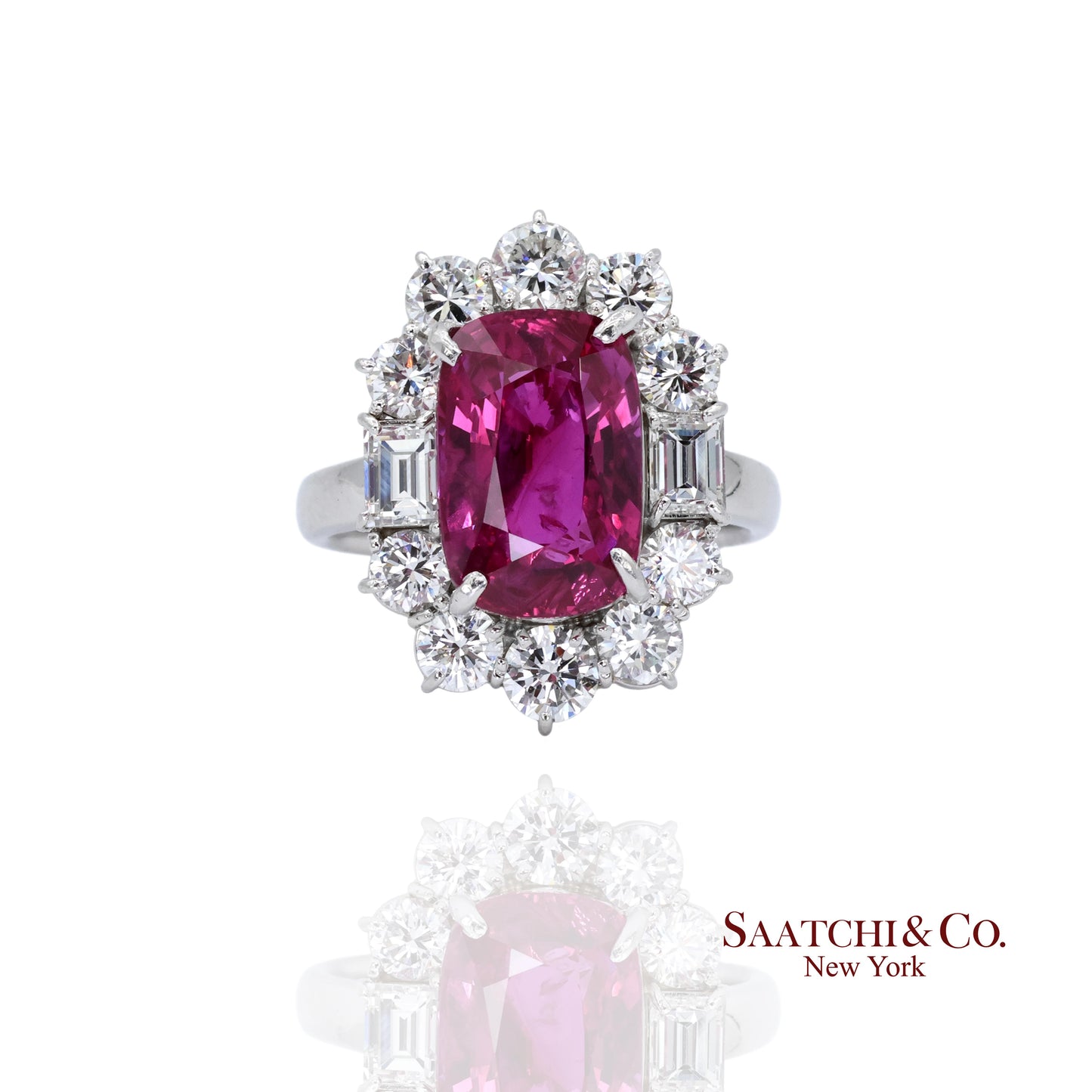Platinum Ruby Diamond Ring Womens Size 6.75 Cocktail Mozambique