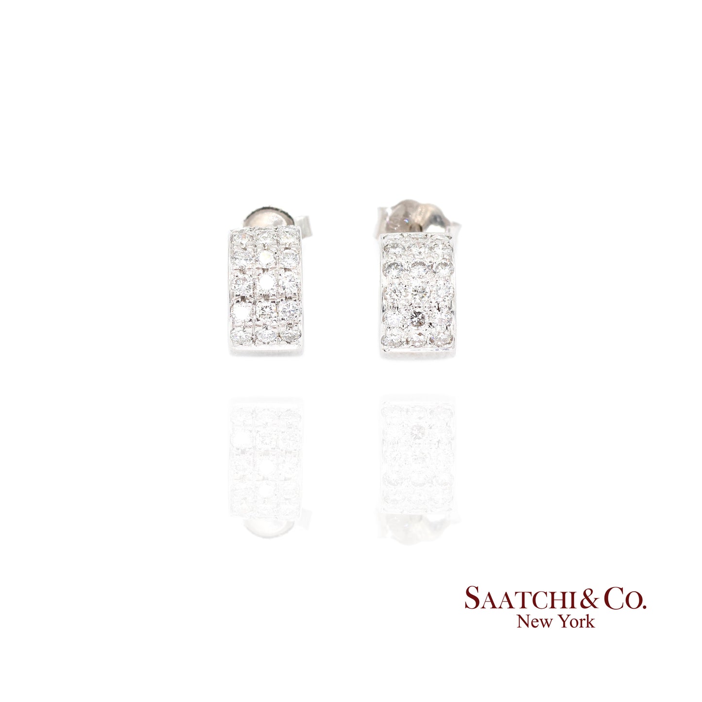 18k (750) White Gold Natural Diamond Wide Hoop Earrings