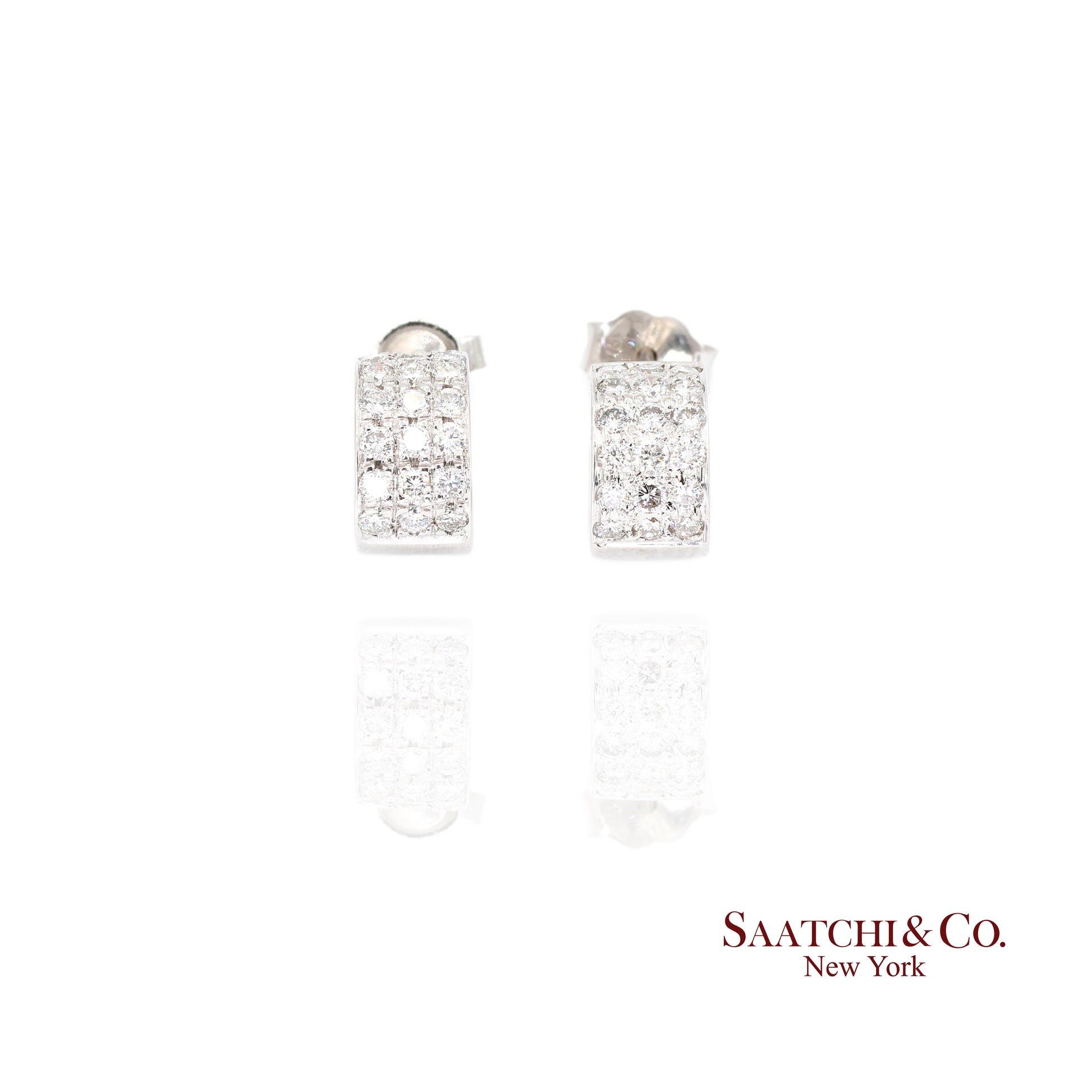 18k (750) White Gold Natural Diamond Wide Hoop Earrings
