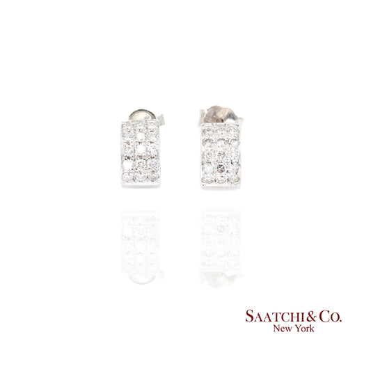 18k (750) White Gold Natural Diamond Wide Hoop Earrings