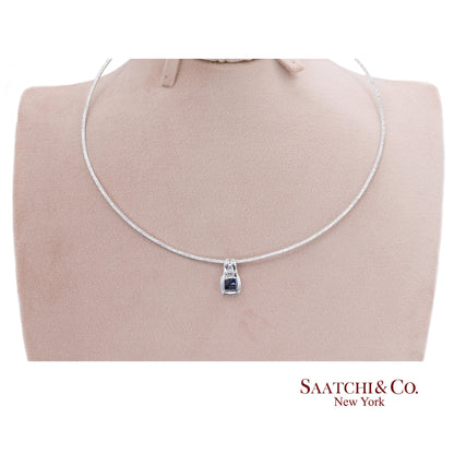 Elegant 18K White Gold Choker Necklace with Natural Diamond Pendant