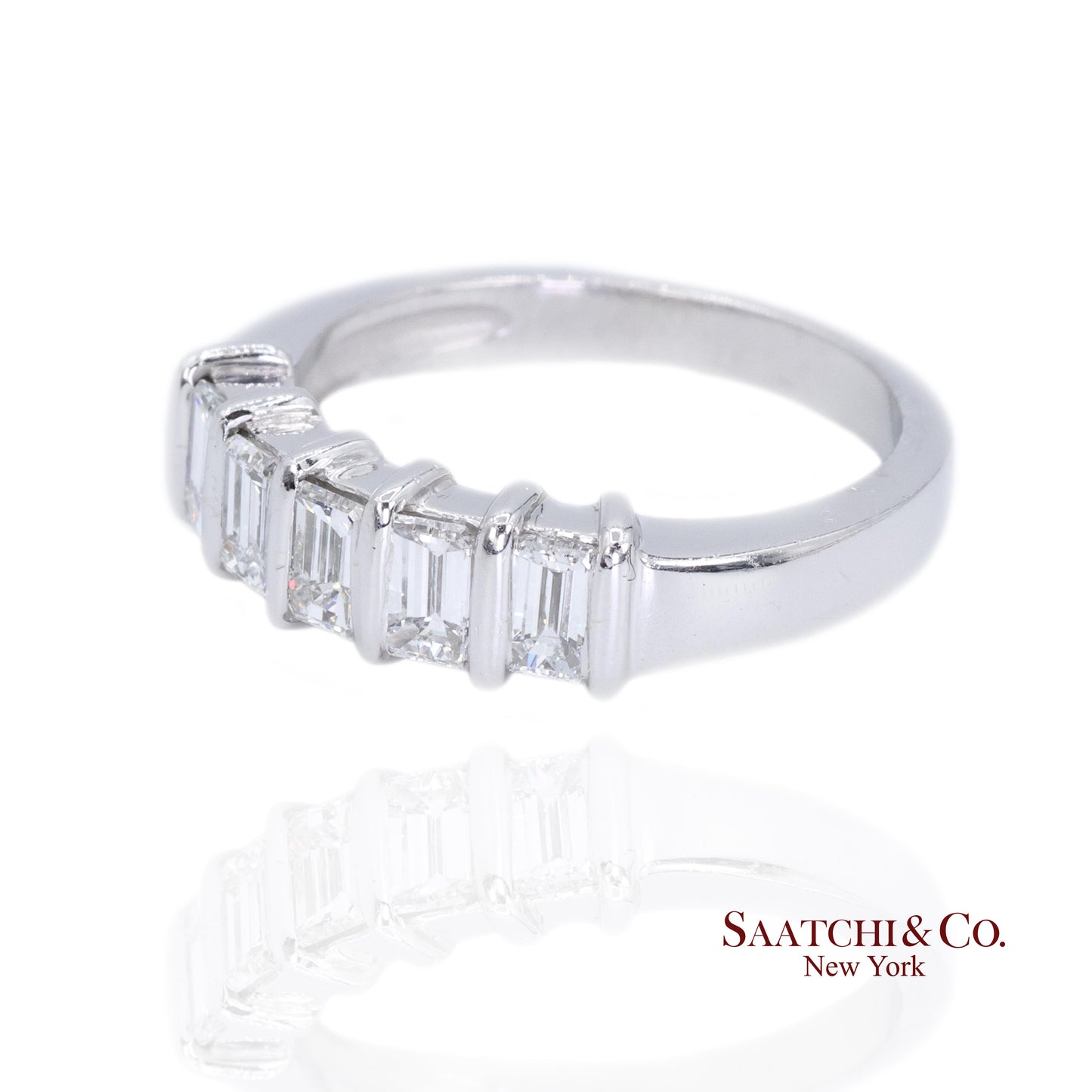 Platinum 950 Natural Baguette Diamond Ring