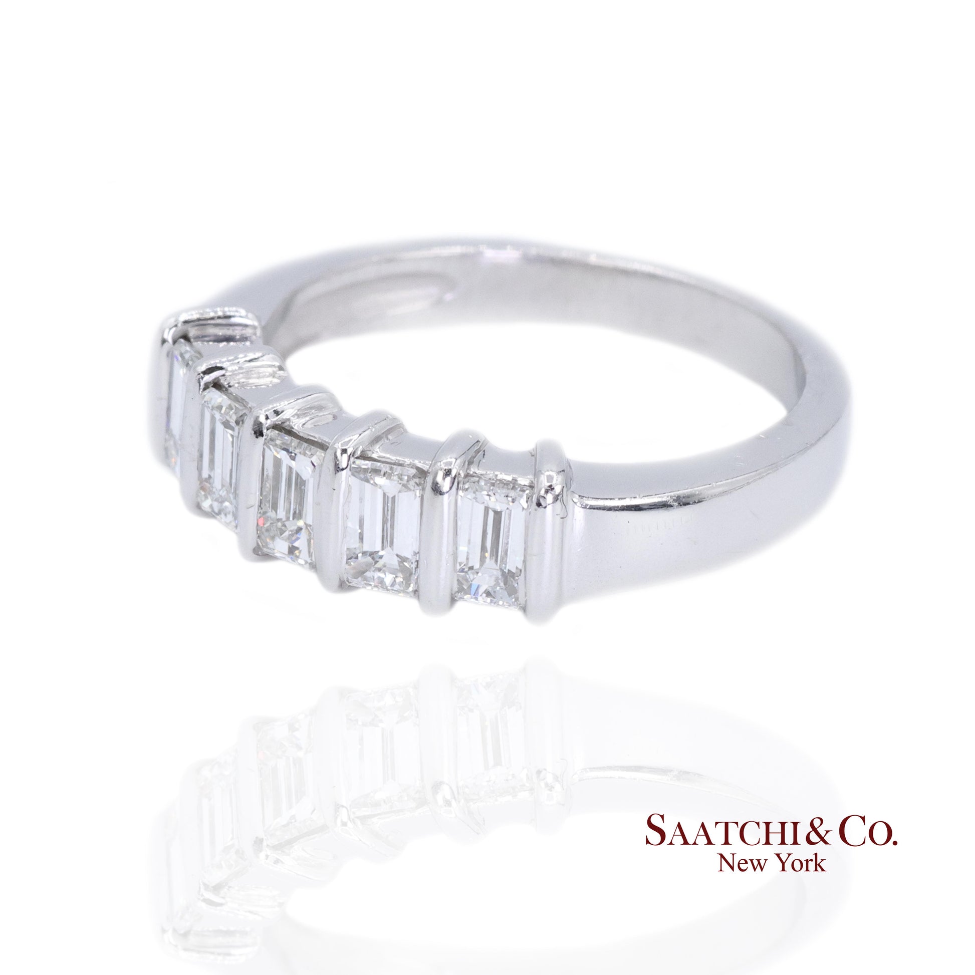 Platinum 950 Natural Baguette Diamond Ring