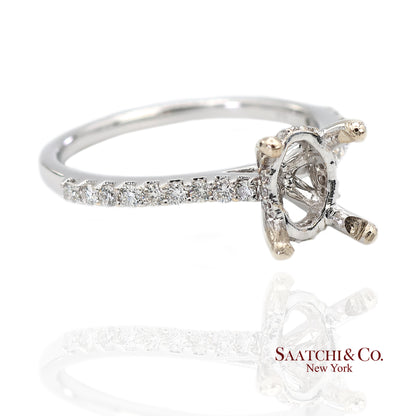 14K (585) White Gold Natural Brilliant Diamond Semi Mount Ring Size 7