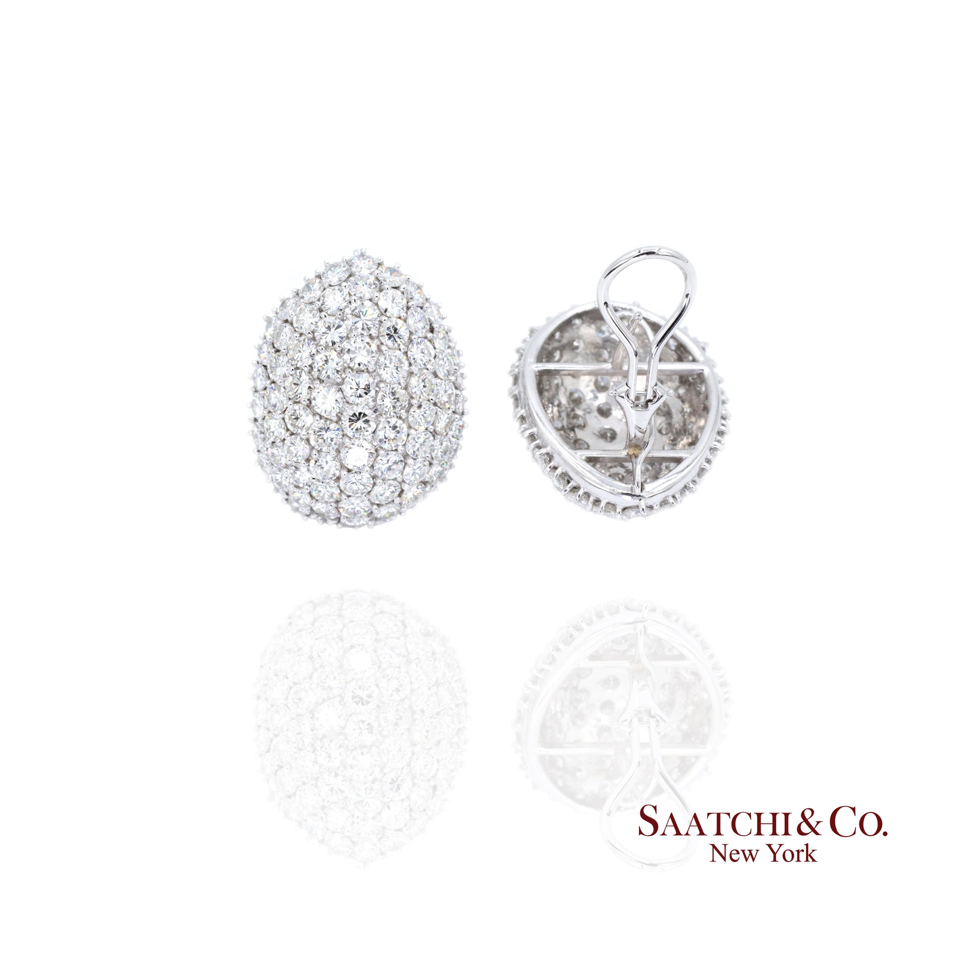 Platinum Diamond Earrings Womens Omega Back Luxe Old Money Glam