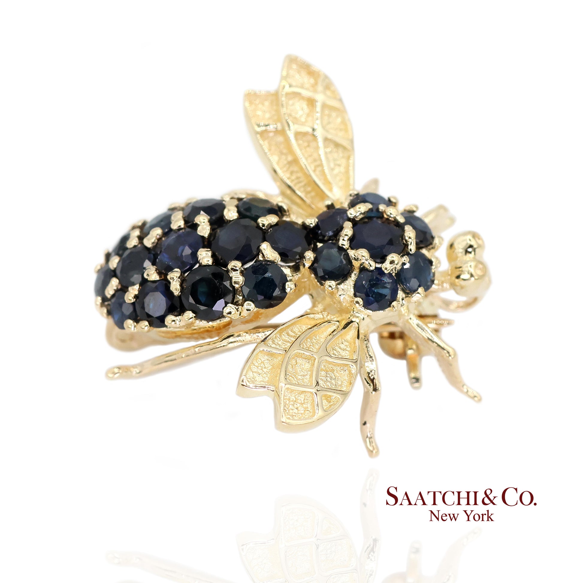 14k (585) Yellow Gold Natural Diamond Bee Shape Brooch/Pin