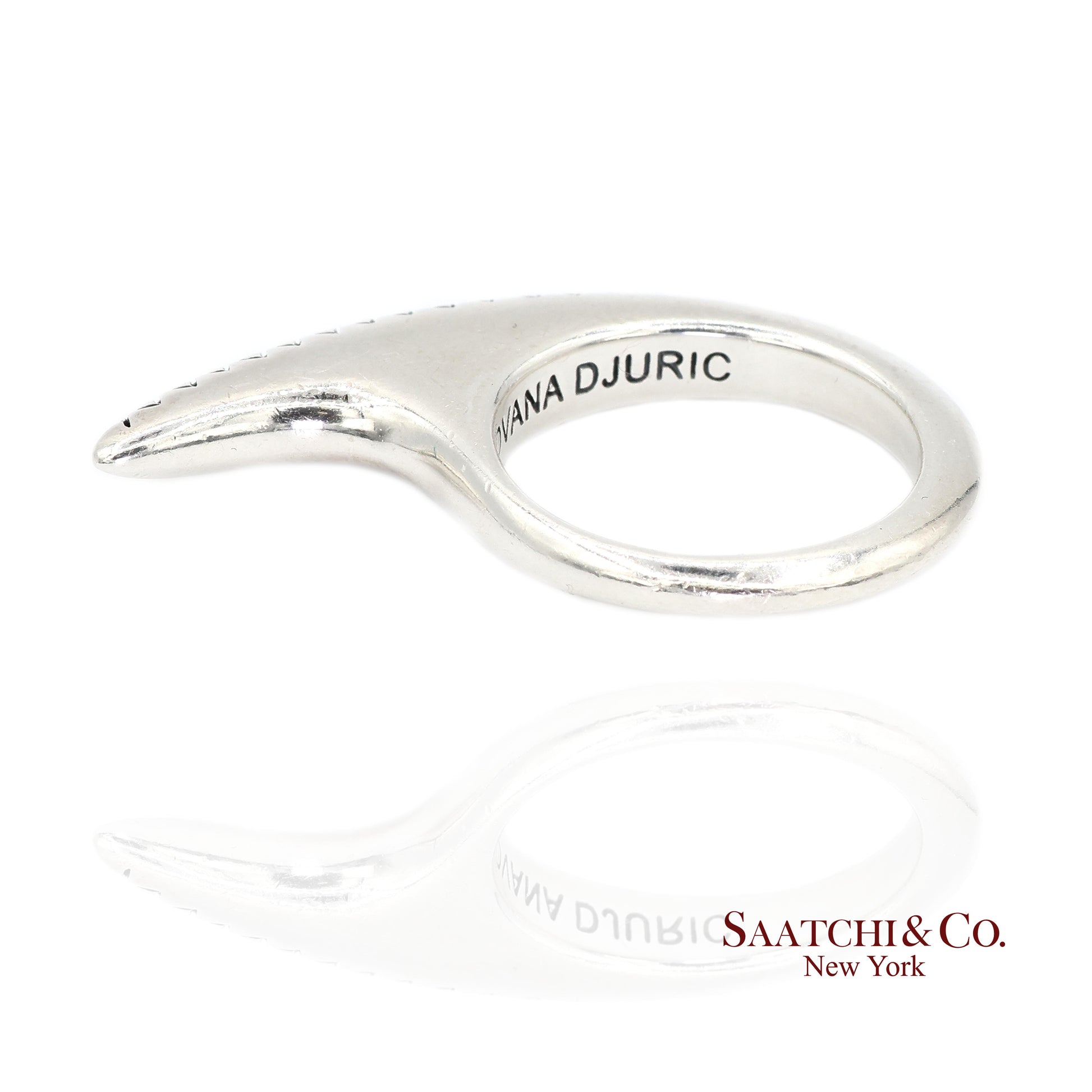 Jovana Djuric Sterling Silver (950) Natural Small Diamond Ridge Slice Ring