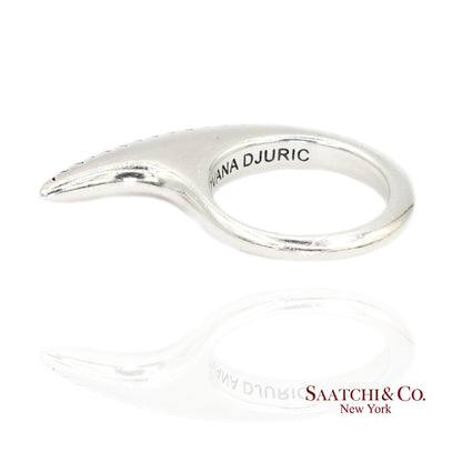 Jovana Djuric Sterling Silver (950) Natural Small Diamond Ridge Slice Ring