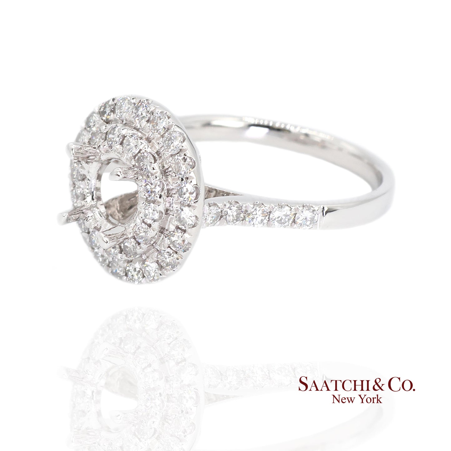 Platinum (950) Natural Brilliant Diamond Semi Mount Ring Size 6.5