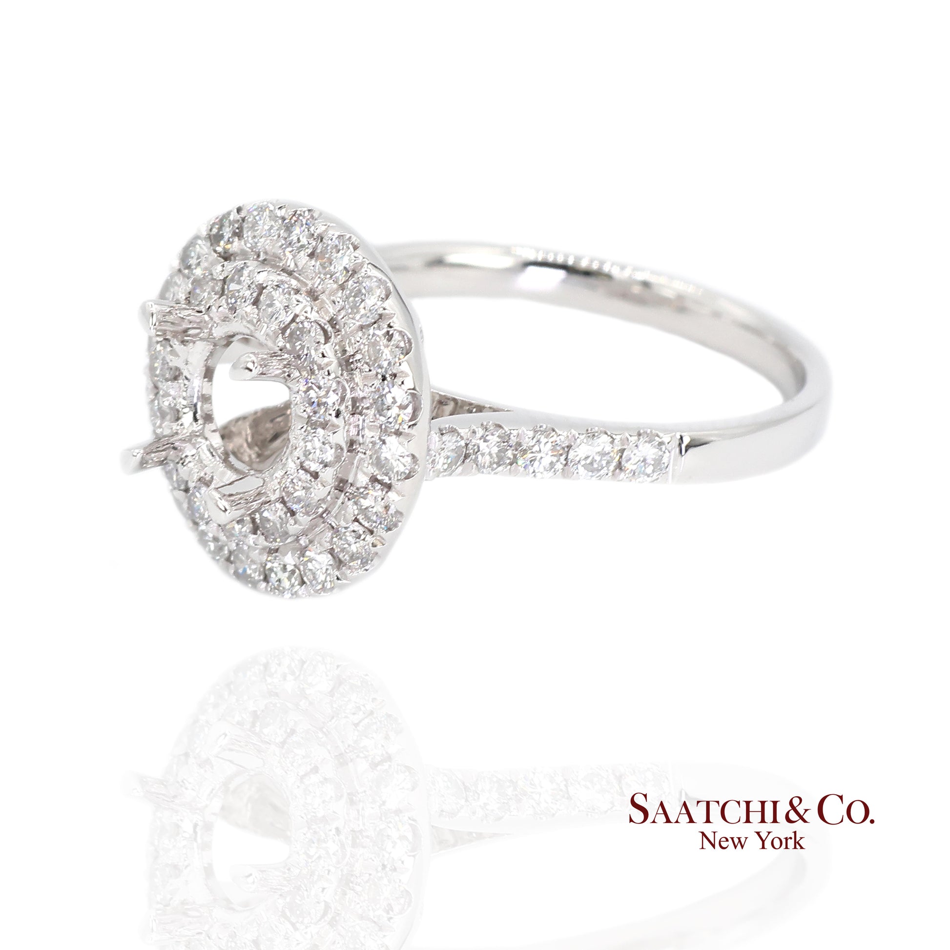 Platinum (950) Natural Brilliant Diamond Semi Mount Ring Size 6.5