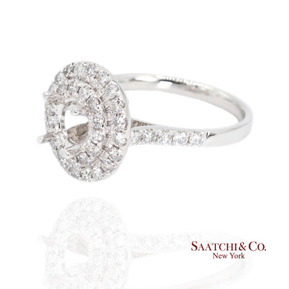 Platinum (950) Natural Brilliant Diamond Semi Mount Ring Size 6.5