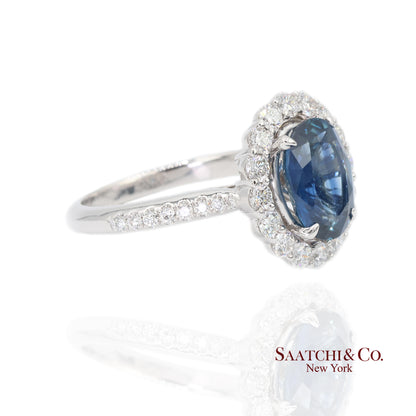 18K White Gold Natural Sapphire and Diamond Ring
