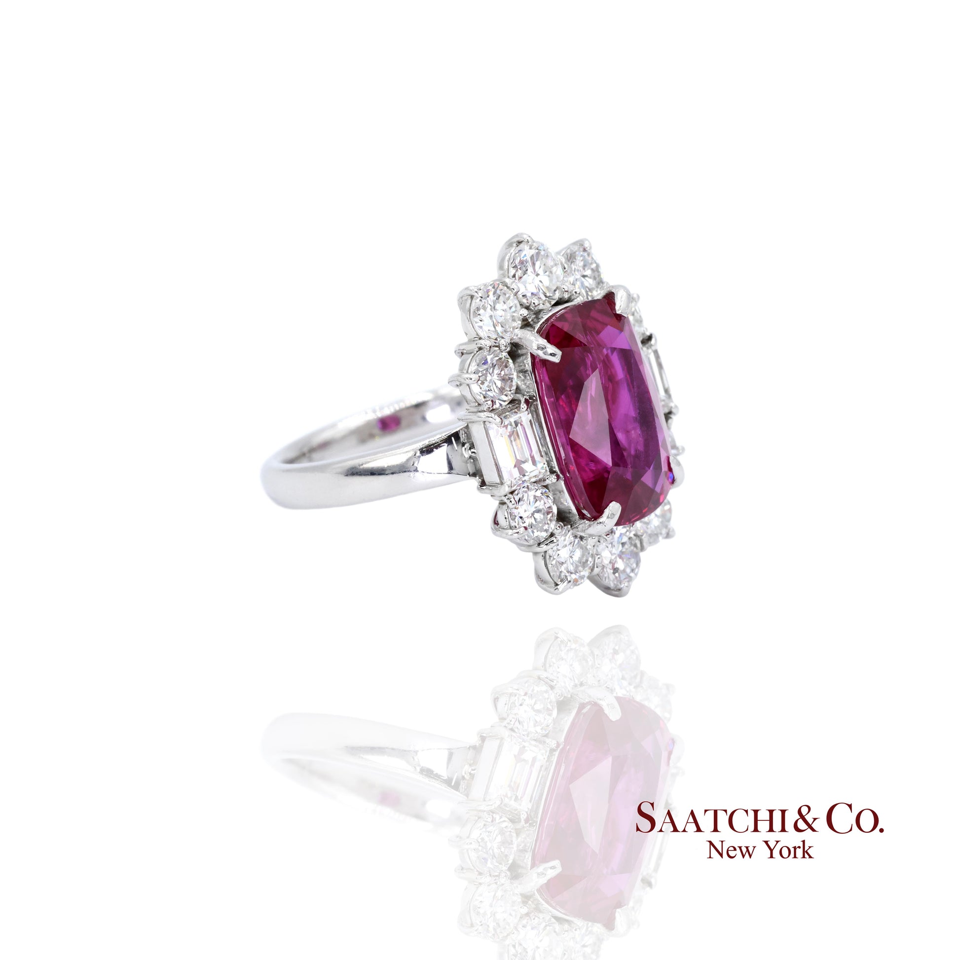 Platinum Ruby Diamond Ring Womens Size 6.75 Cocktail Mozambique