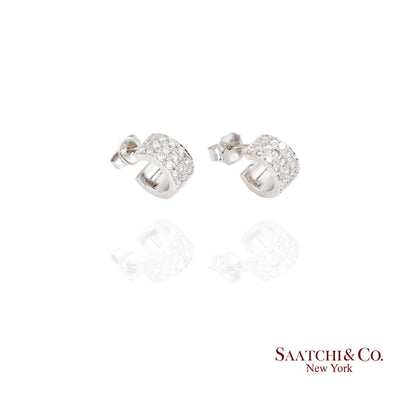 18k (750) White Gold Natural Diamond Wide Hoop Earrings