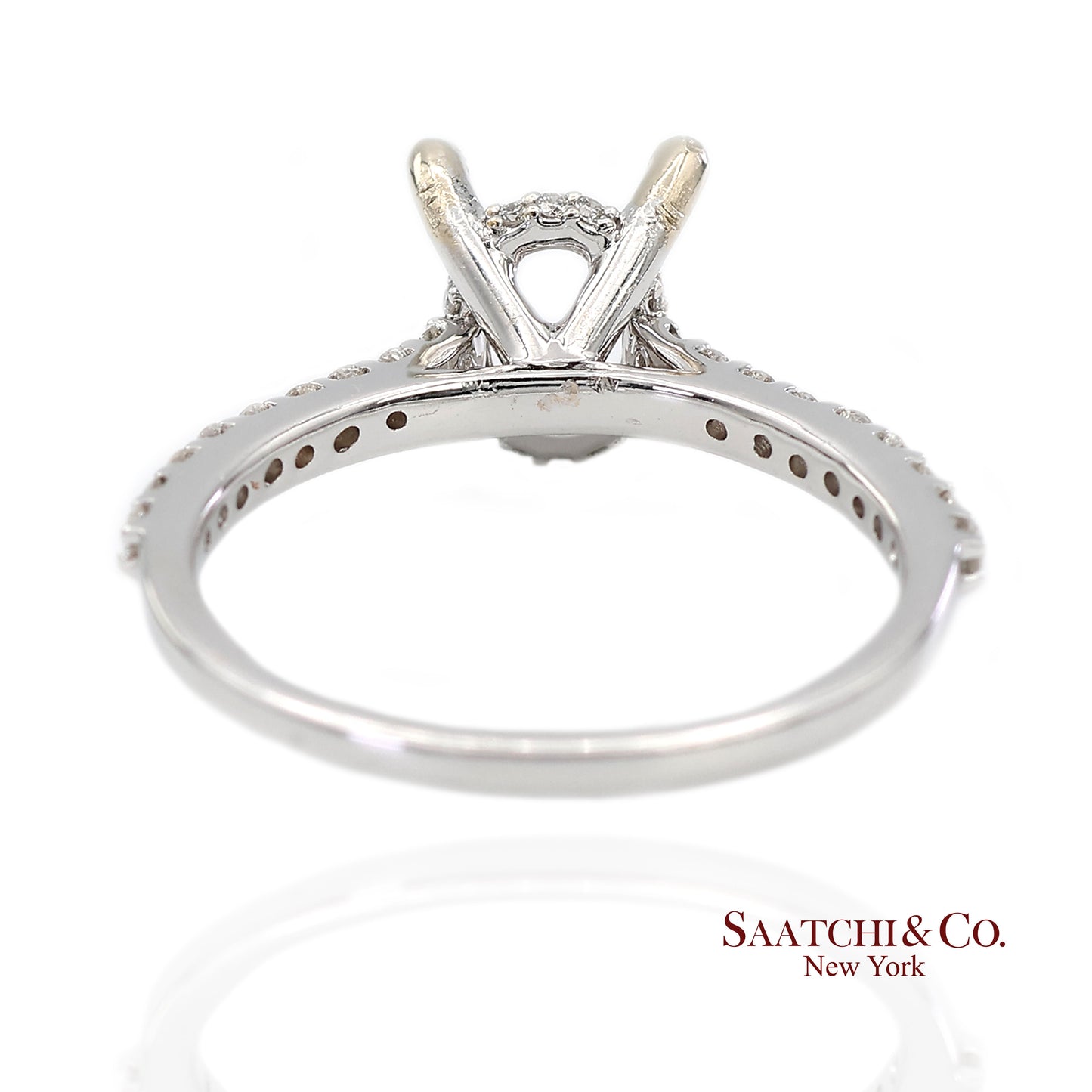 14K (585) White Gold Natural Brilliant Diamond Semi Mount Ring Size 7