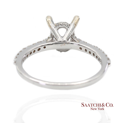 14K (585) White Gold Natural Brilliant Diamond Semi Mount Ring Size 7