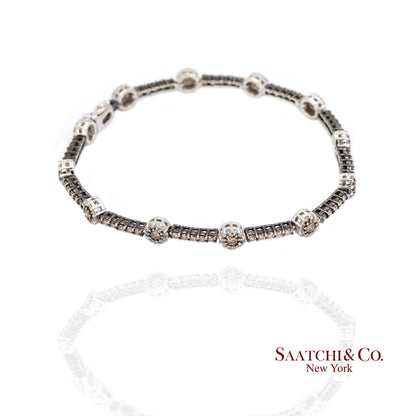 18K White Gold Tennis Bracelet with Natural Champagne Diamonds
