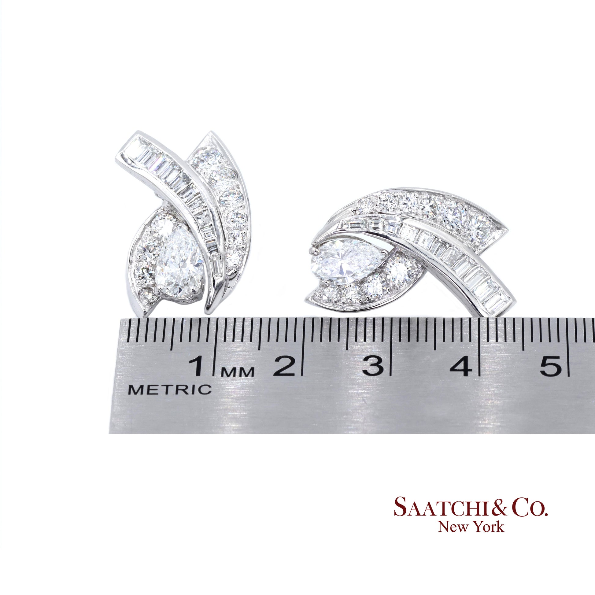 Platinum 950 Natural White Diamond Fancy Luxe Earring