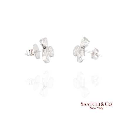 18K white gold Pie cut Pear and Emerald shape natural diamond Earring