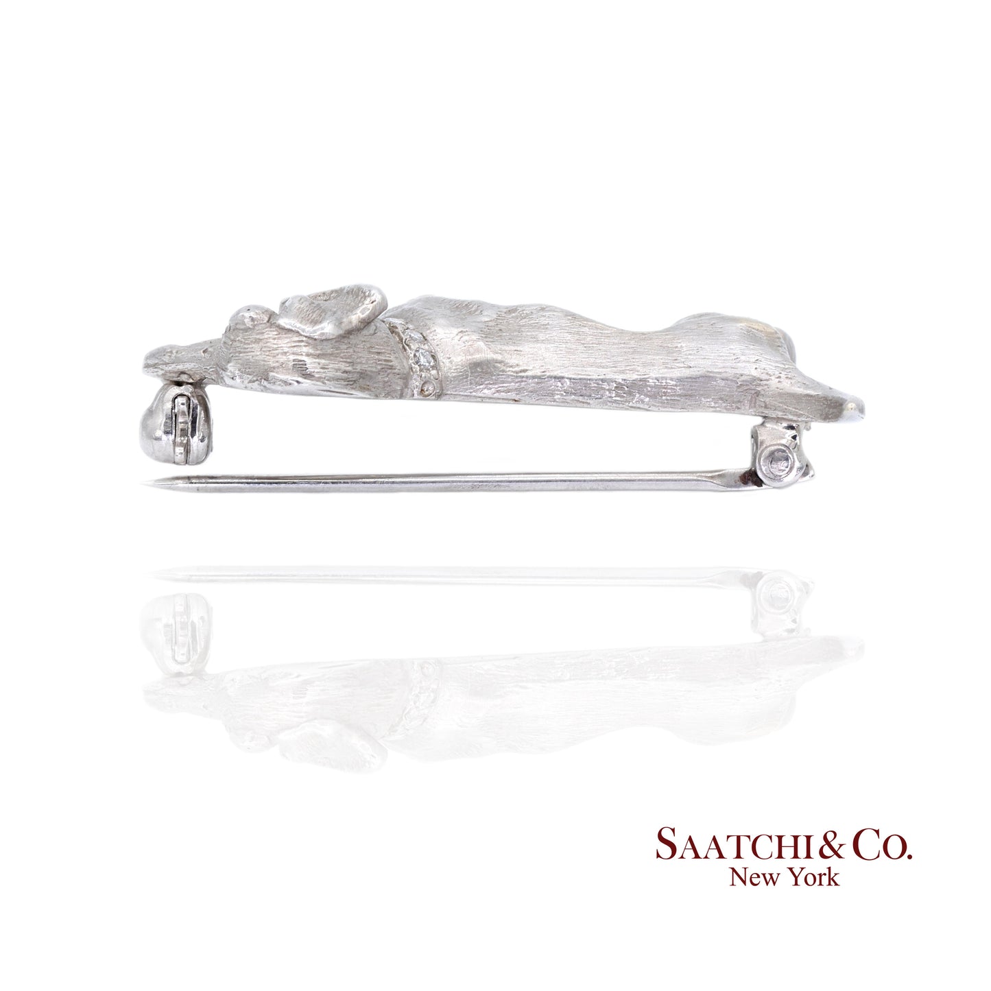 14k (585) White Gold Dachshund dog Brooch / Pin