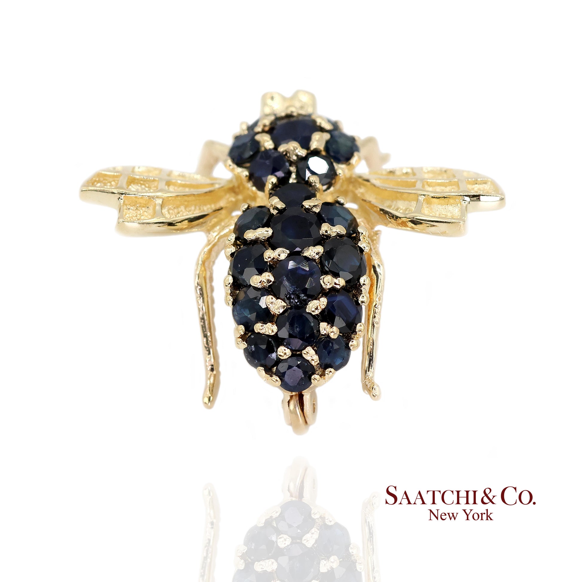 14k (585) Yellow Gold Natural Diamond Bee Shape Brooch/Pin