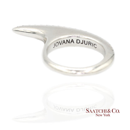 Jovana Djuric Sterling Silver (950) Natural Small Diamond Ridge Slice Ring