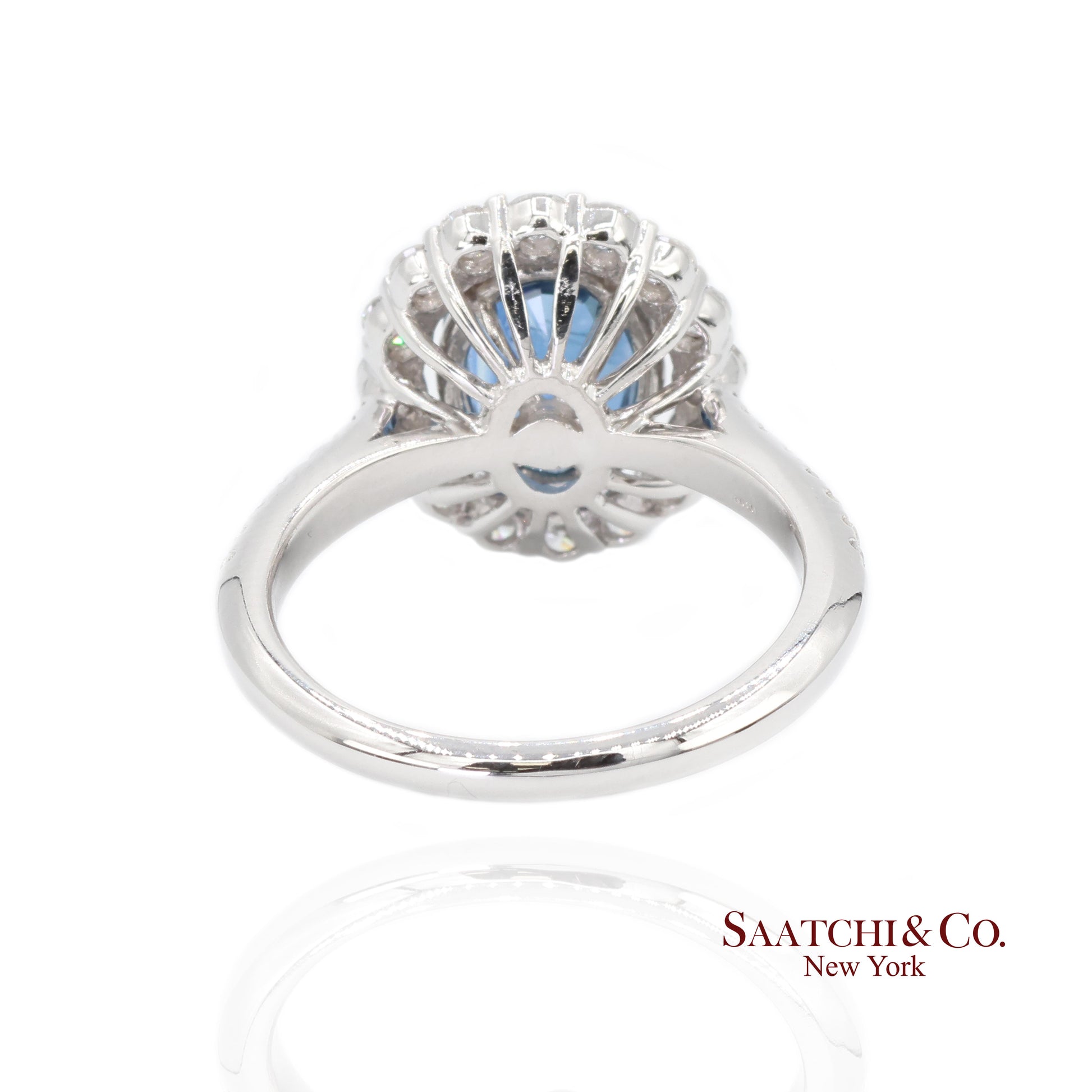 18K White Gold Natural Sapphire and Diamond Ring