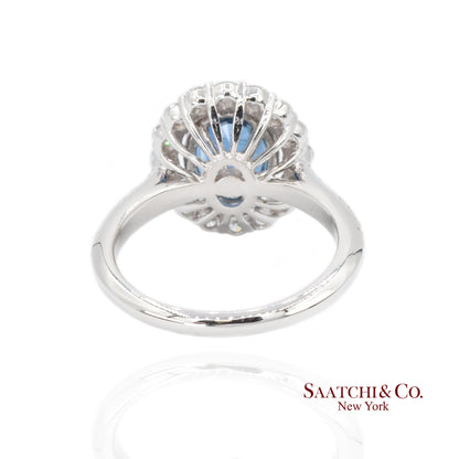 18K White Gold Natural Sapphire and Diamond Ring