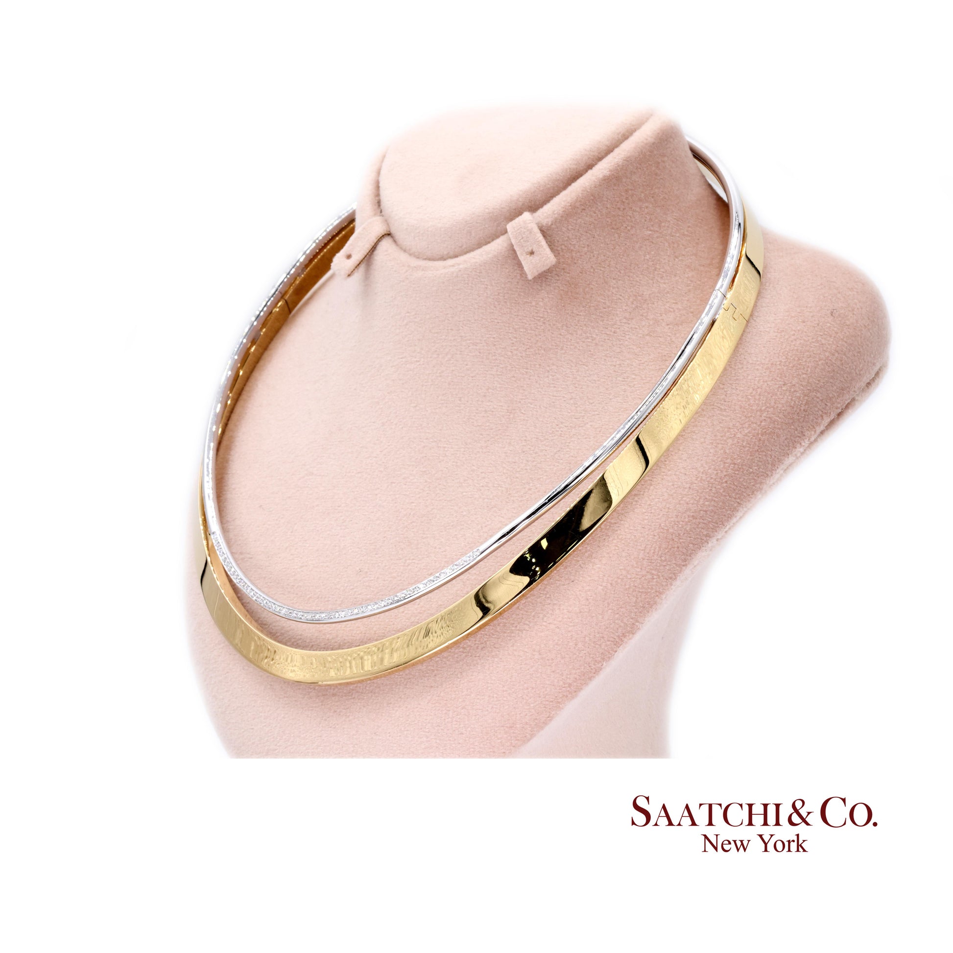 18K (750) Two Toned Yellow and White Gold Choker Necklace