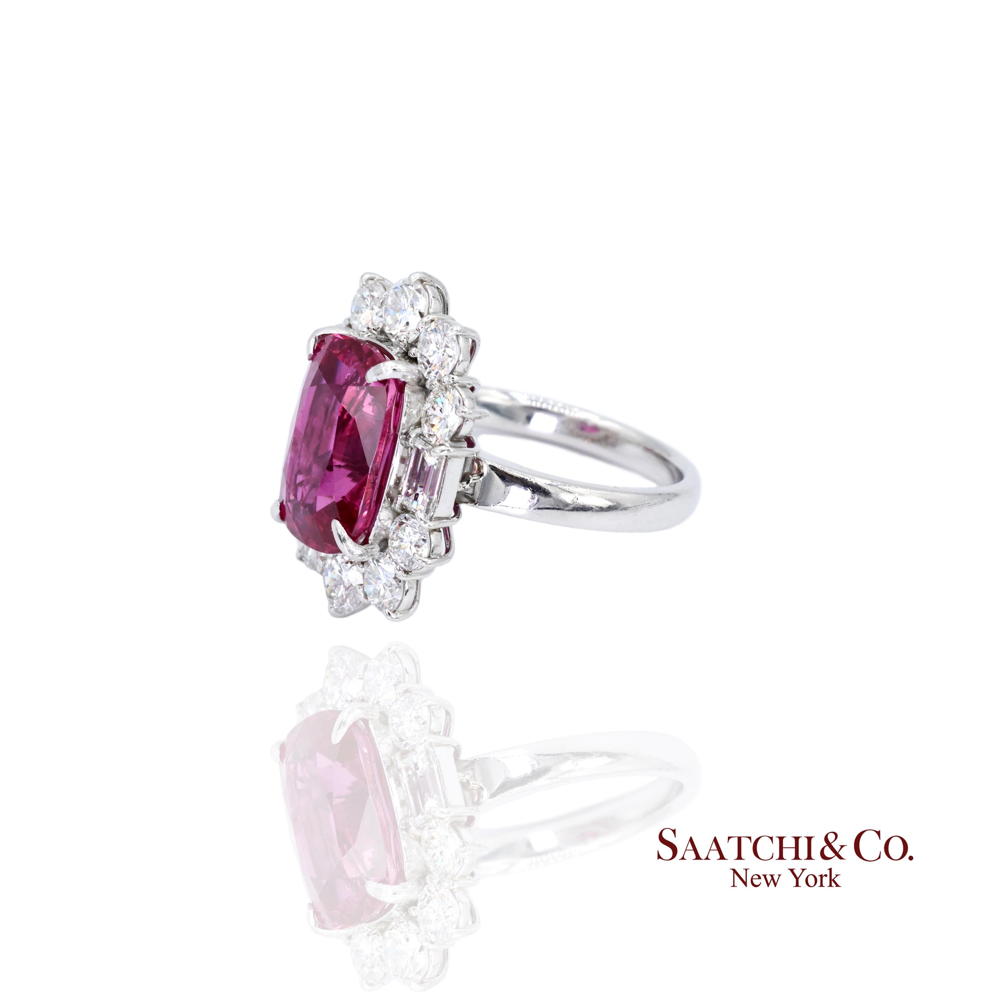 Platinum Ruby Diamond Ring Womens Size 6.75 Cocktail Mozambique