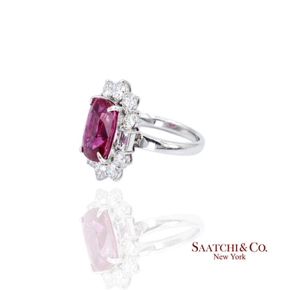 Platinum Ruby Diamond Ring Womens Size 6.75 Cocktail Mozambique