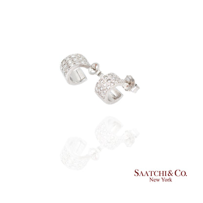18k (750) White Gold Natural Diamond Wide Hoop Earrings