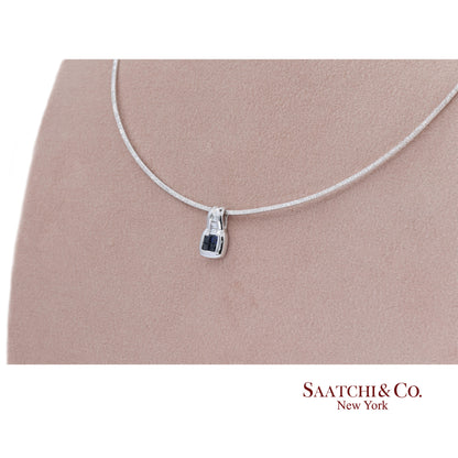 Elegant 18K White Gold Choker Necklace with Natural Diamond Pendant