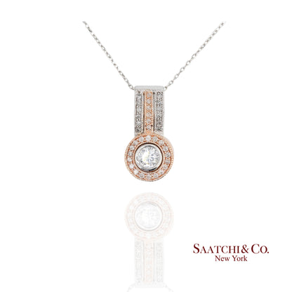 14K (585) White and Rose Gold Natural White Diamond Pendant
