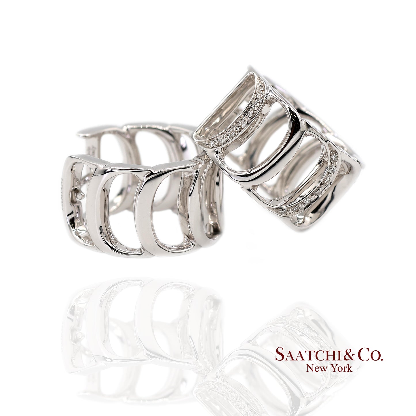 18K White Gold Natural Diamond Authentic Damiani Earrings