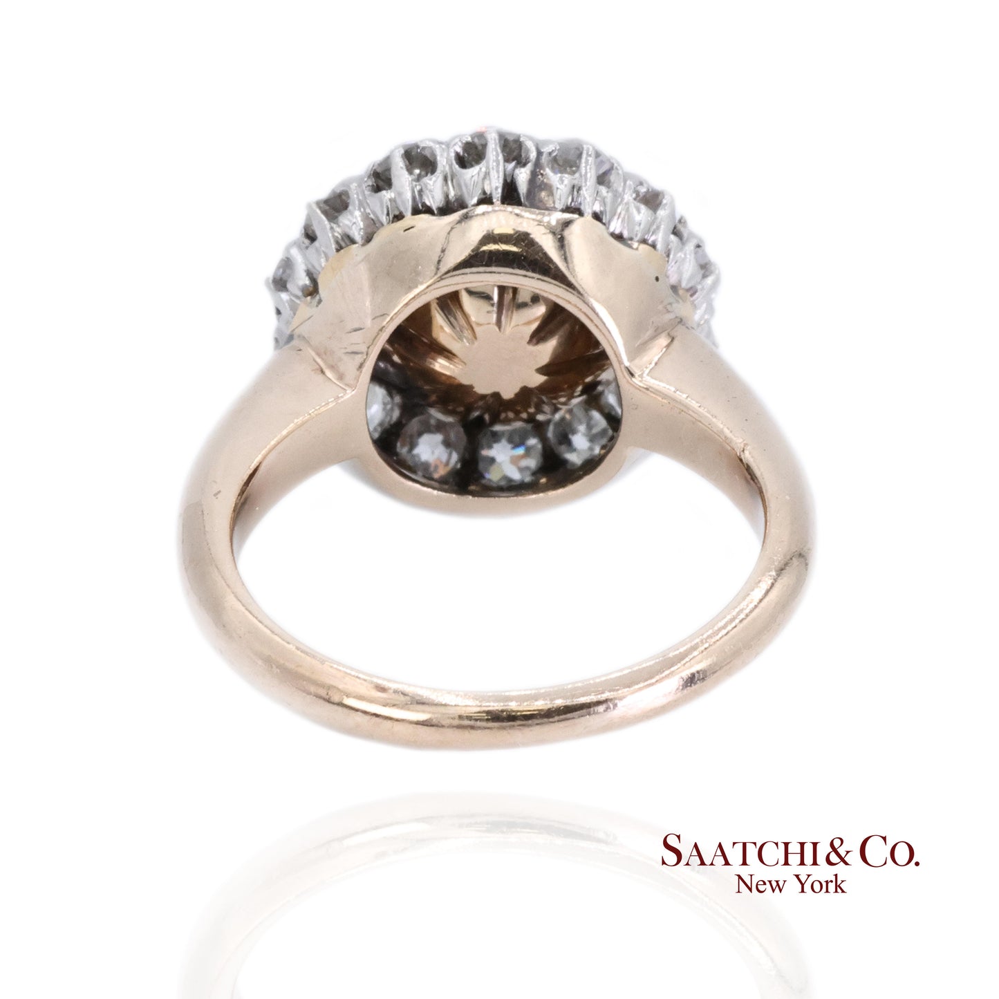 14K Cat Eye Diamond Ring Womens Vintage Halo Elegant Old Money Minimalist