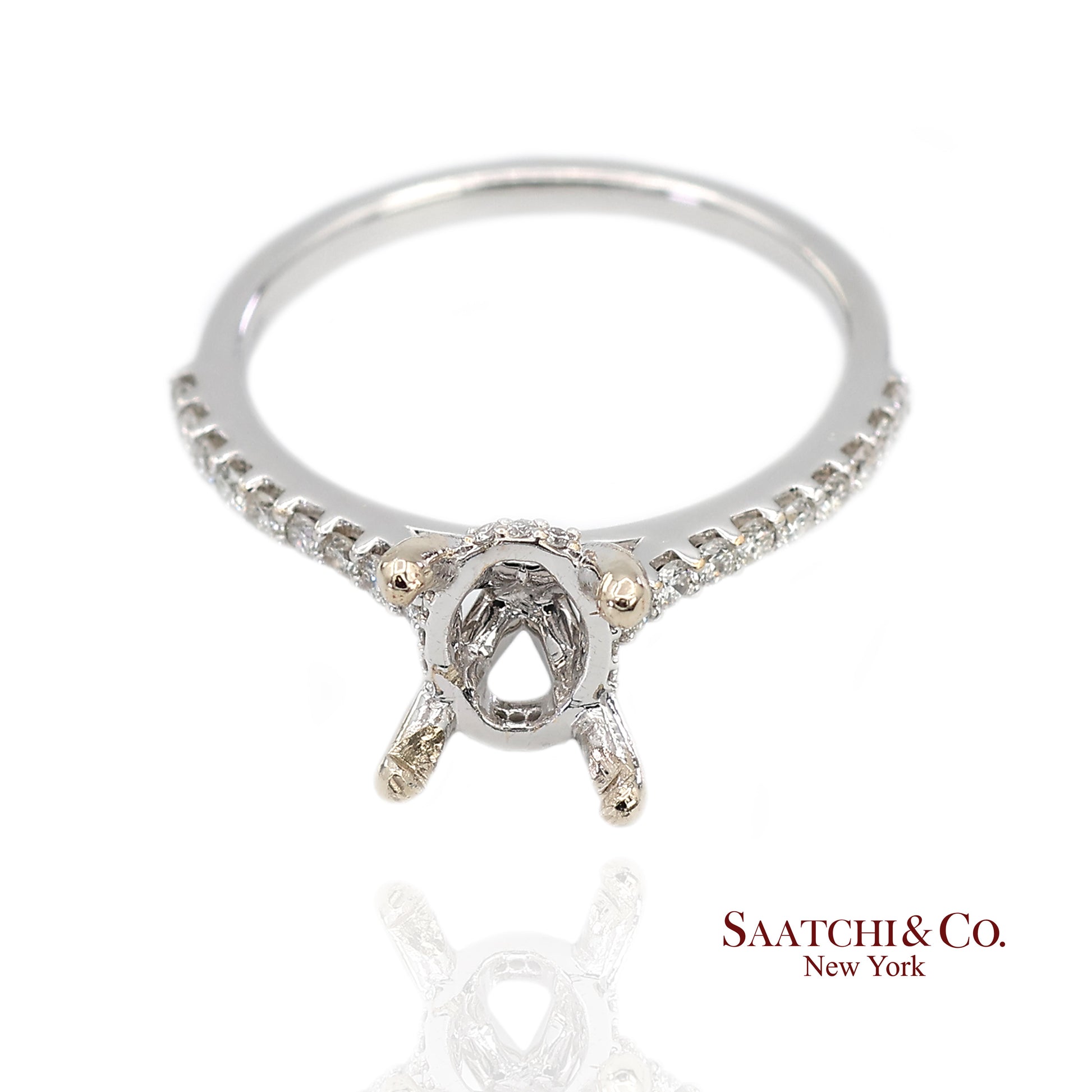 14K (585) White Gold Natural Brilliant Diamond Semi Mount Ring Size 7