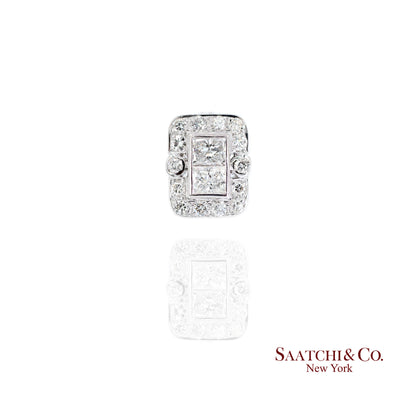 18k Diamond Stud Earrings Womens White Gold VVS Princess Cut Classic Luxe