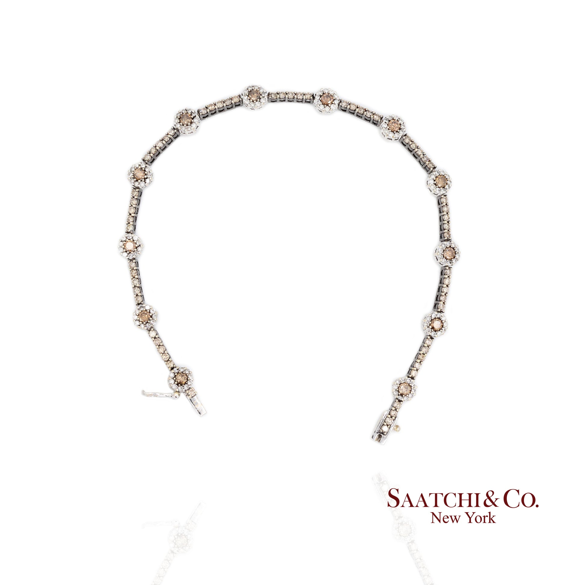 18K White Gold Tennis Bracelet with Natural Champagne Diamonds