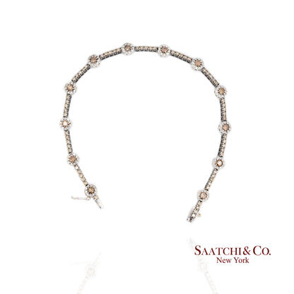 18K White Gold Tennis Bracelet with Natural Champagne Diamonds