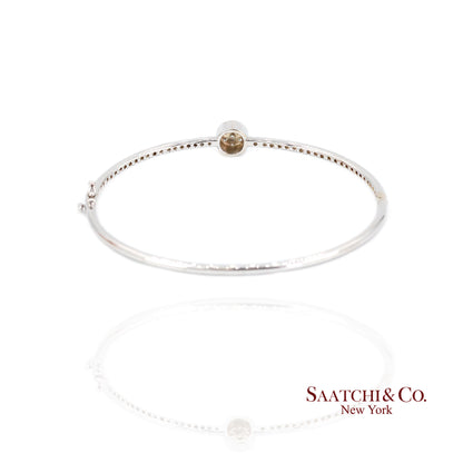 18k Diamond Bangle Bracelet Womens White Gold VS Pave Modern Fine Jewelry
