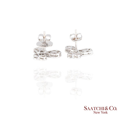18K white gold Pie cut Pear and Emerald shape natural diamond Earring