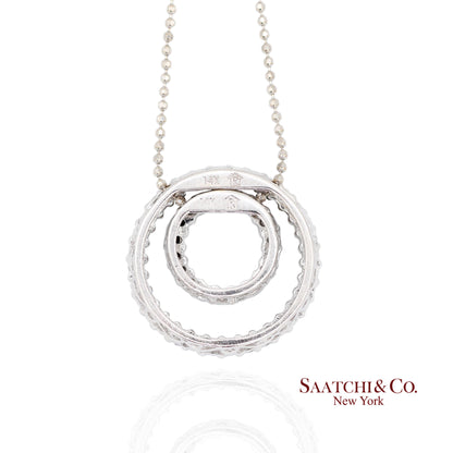 14K (585) White Gold Natural Black & White Diamond Pendant With Chain