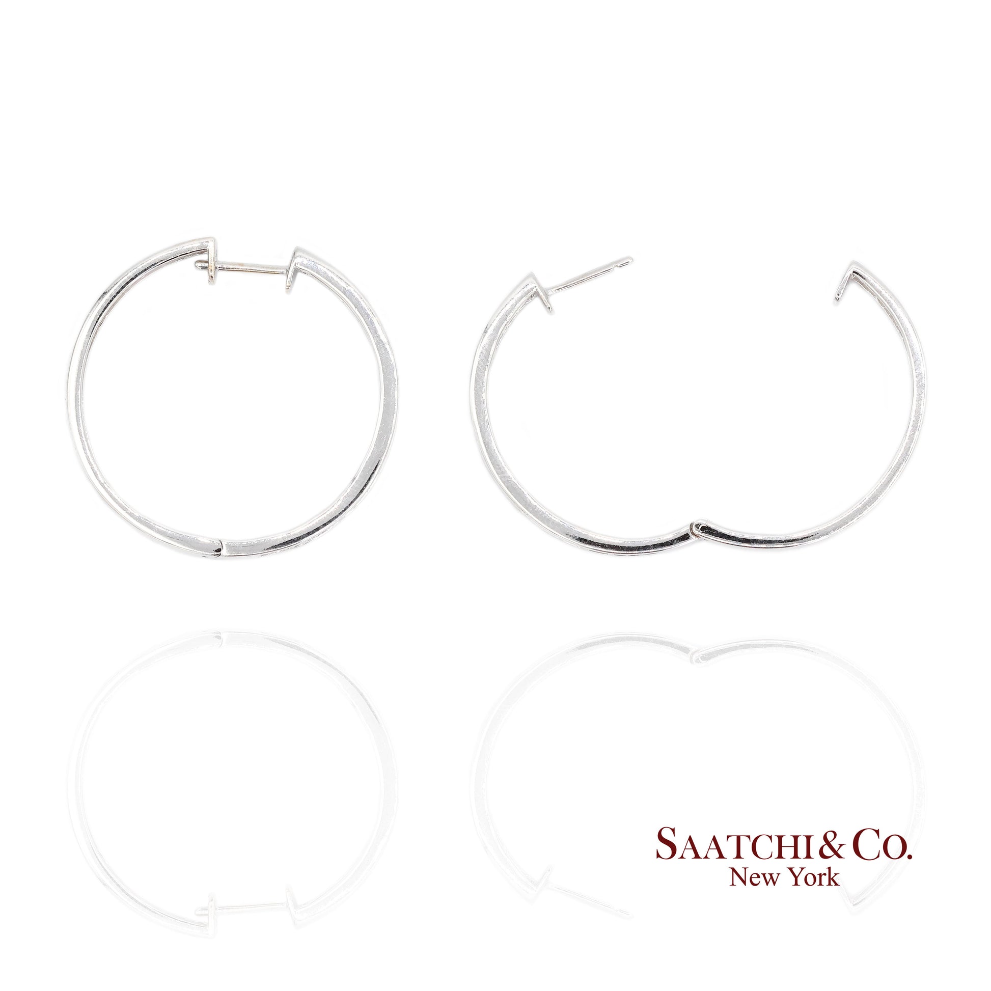 18K White Gold Natural Diamond Hoop Earring